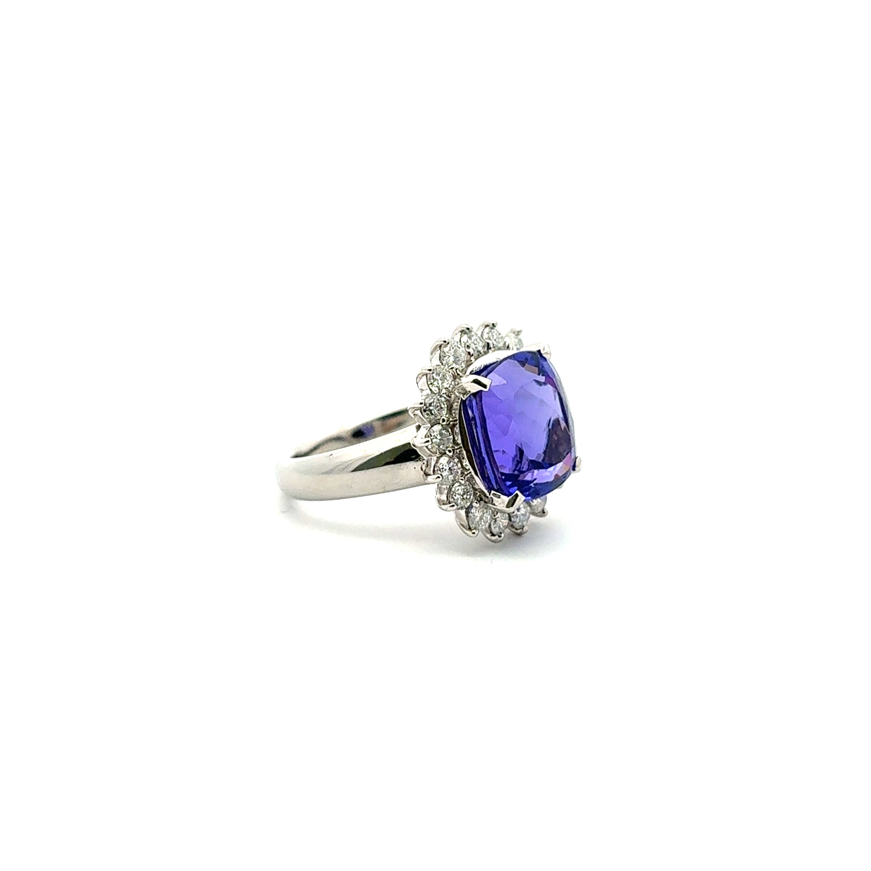 Vintage Tanzanite and Diamond Platinum Ring