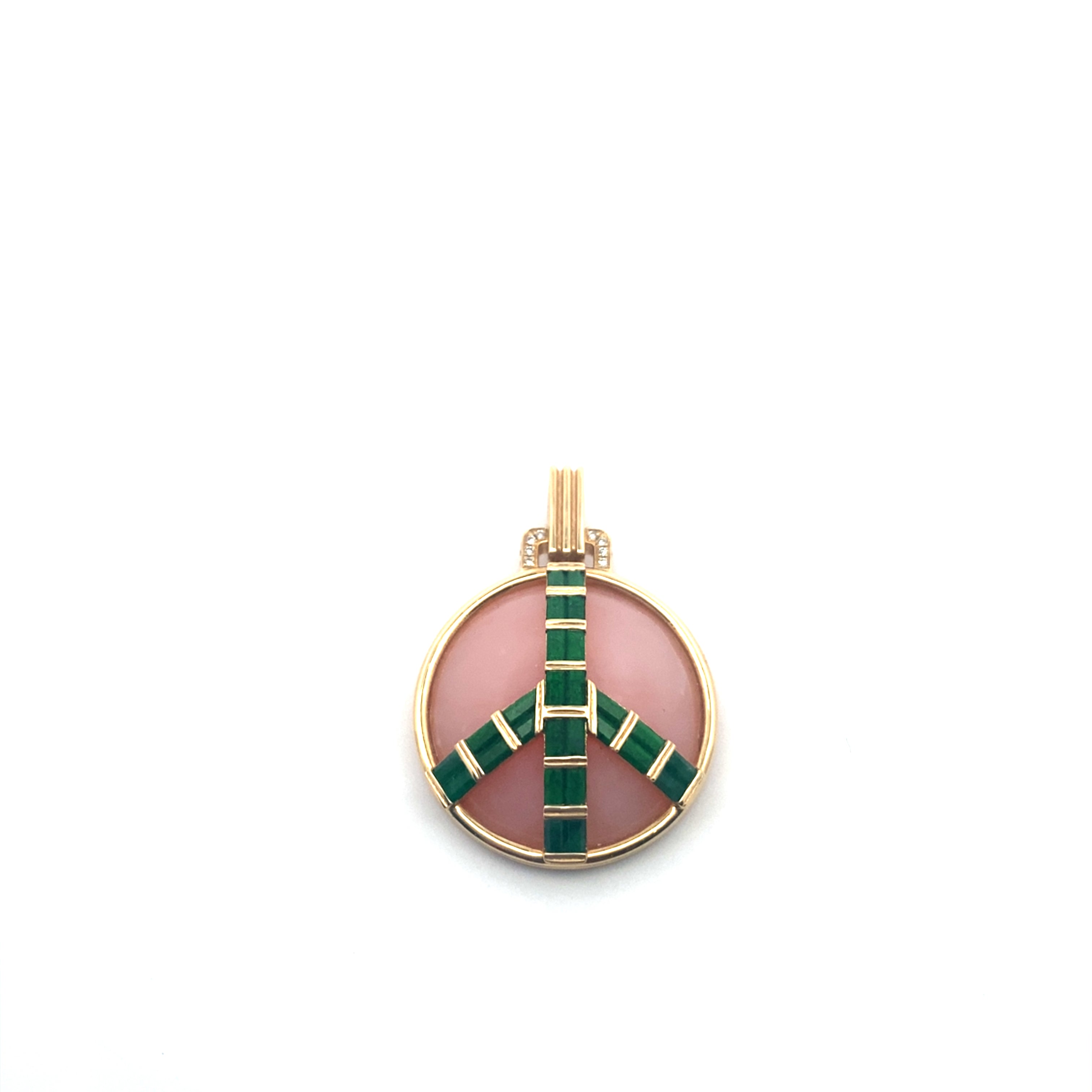 Midsize Peace Pendant in Jade Albite and Pink Opal