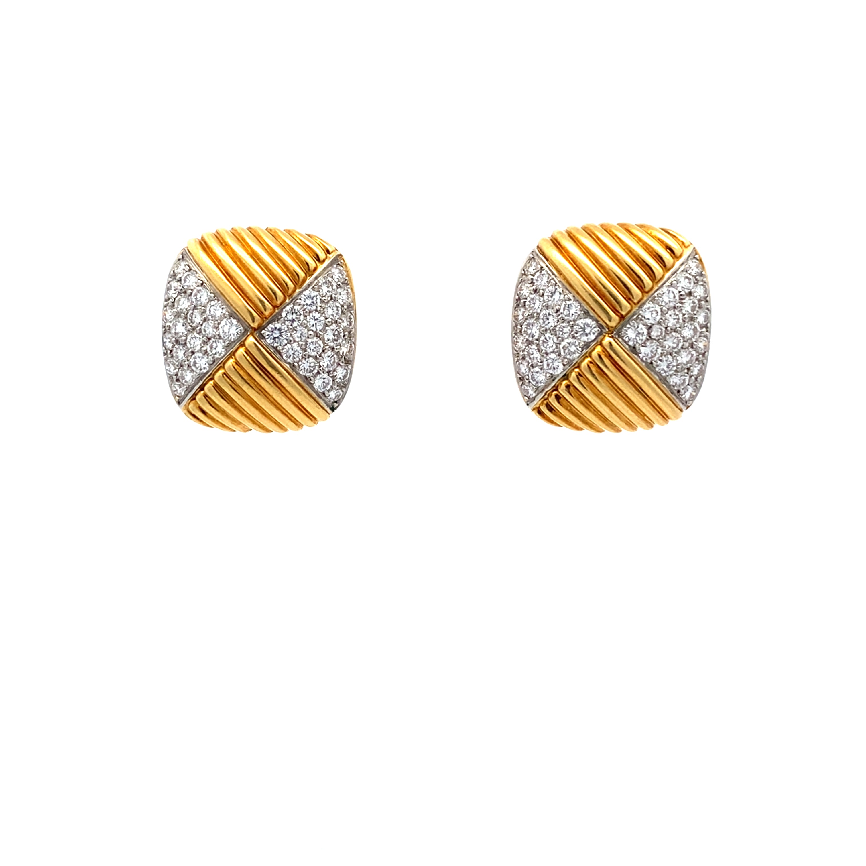 Vintage Diamond Clip On Earrings