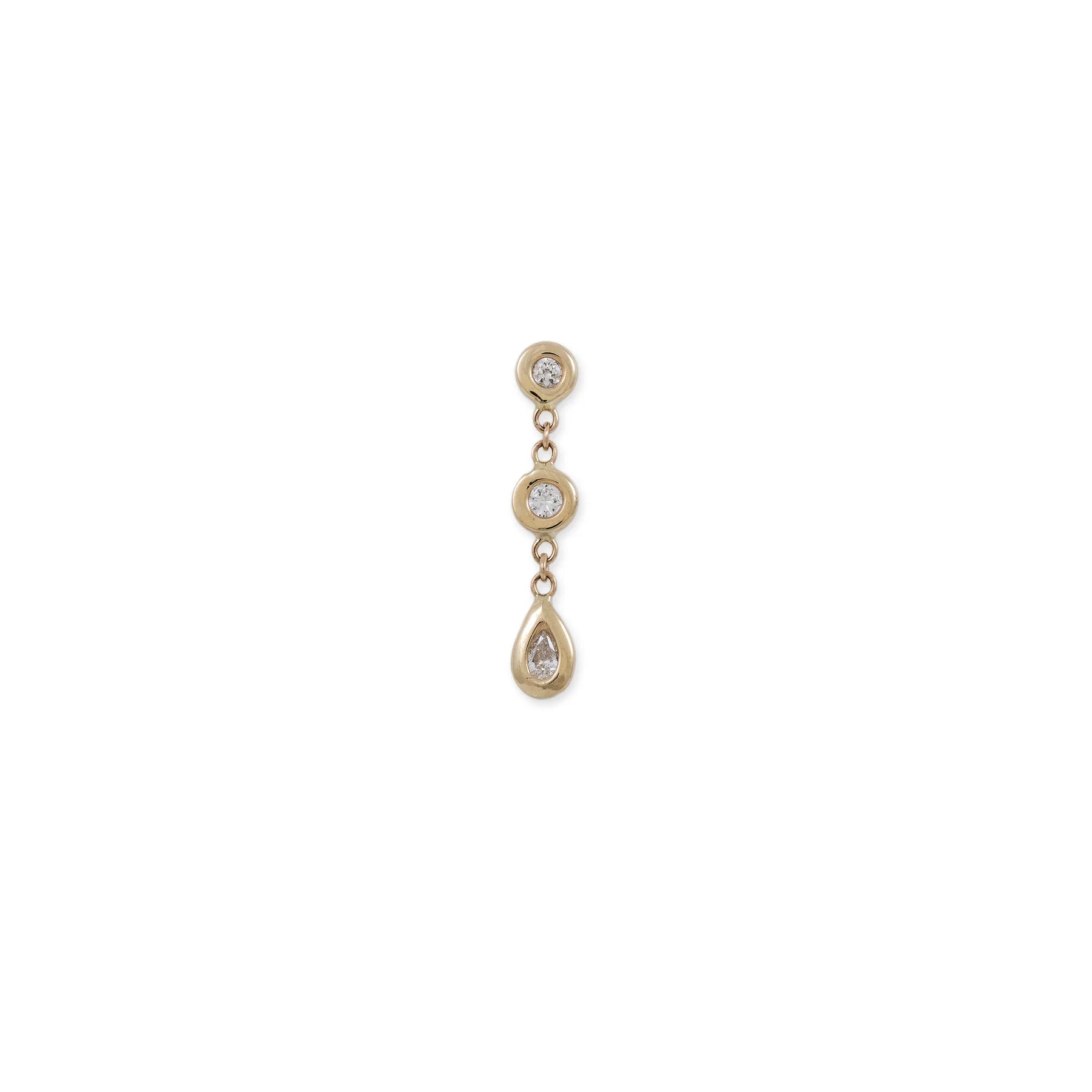2+1 teardrop diamond drop stud earring