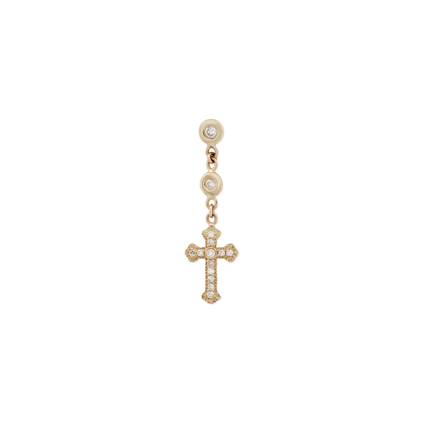 2 diamond and pave cross drop stud