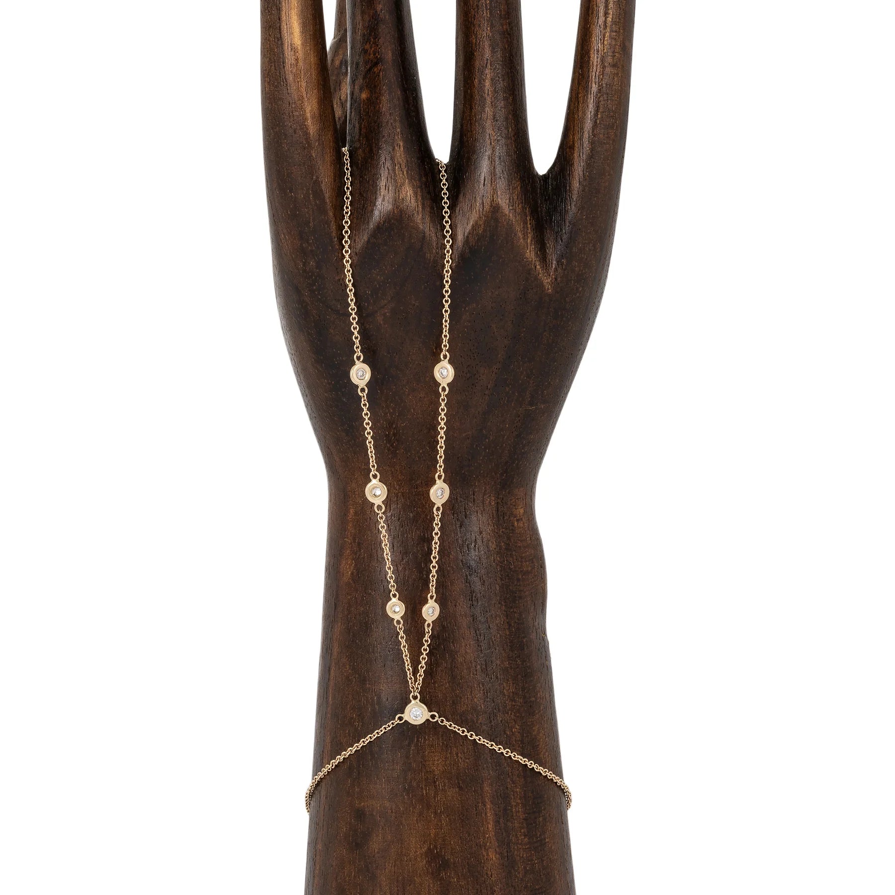 7 Diamond Double Stem Finger Bracelet