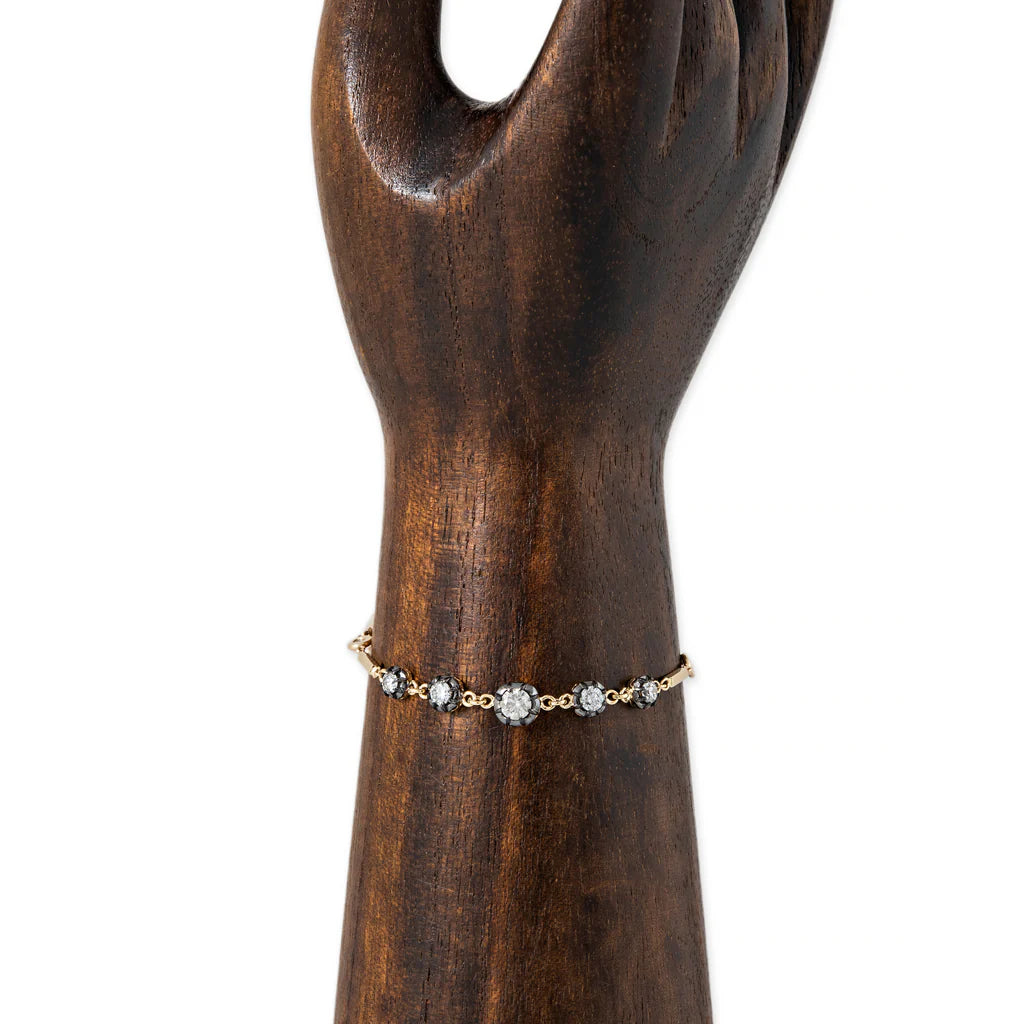 Black Rhodium 5 Sophia Diamond + 4 Diamond Smooth Bar Bracelet