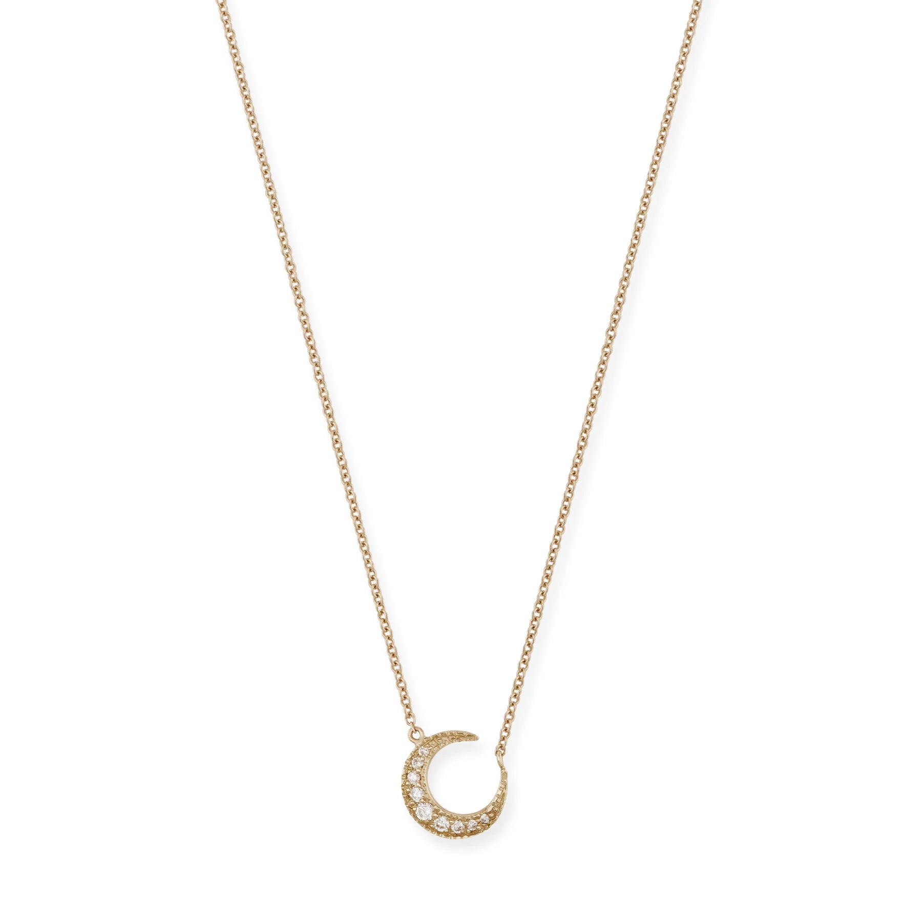 Pave diamond crescent moon necklace