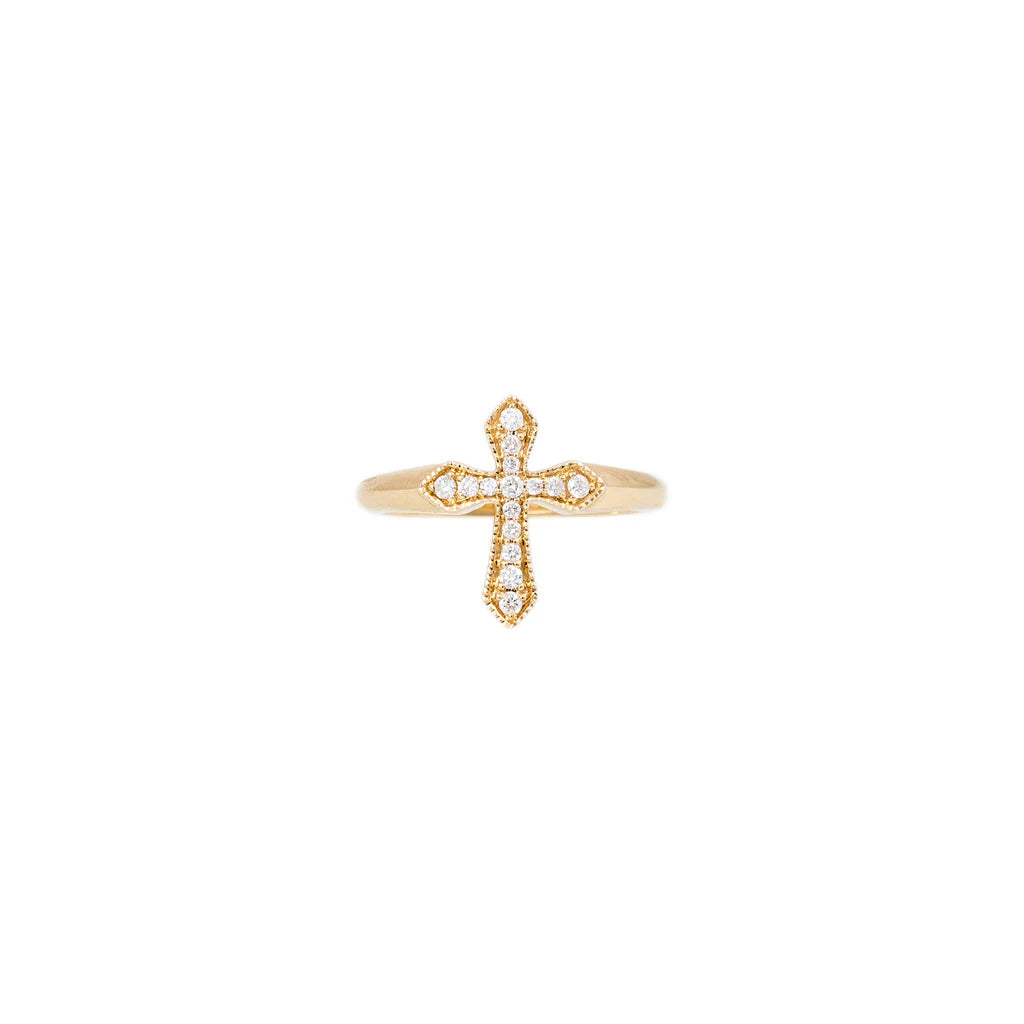 Pave Diamond Gothic Cross Ring