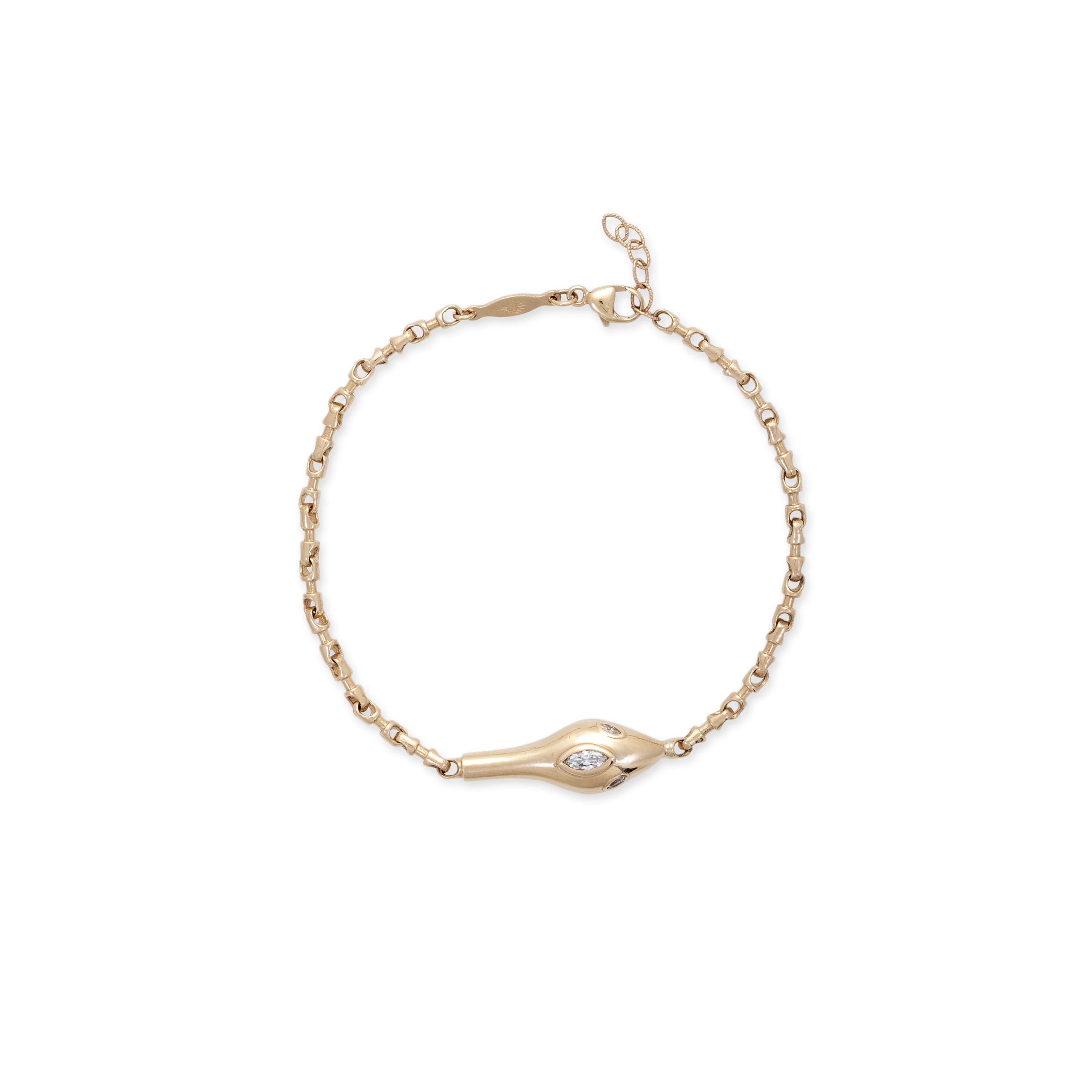 Marquise Diamond Snake Head Rolo Chain Bracelet