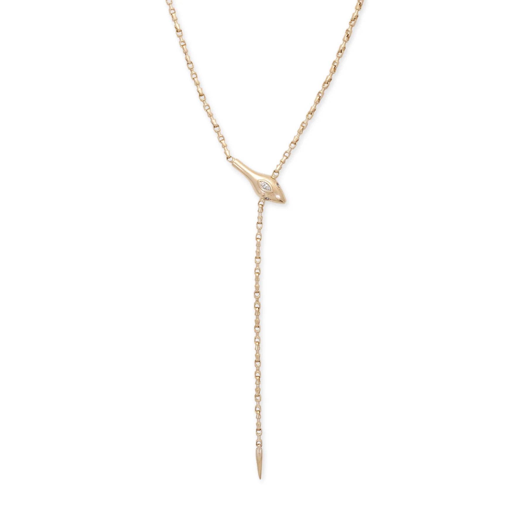 Marquise Diamond Snake Head Rolo Chain Y Necklace