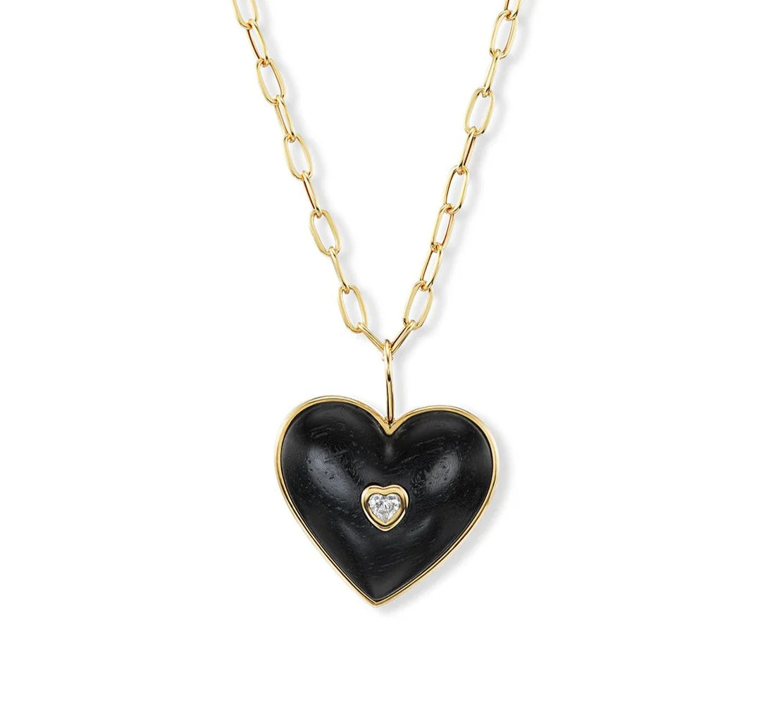 Medium Puff Heart Pendant with Heart Inset