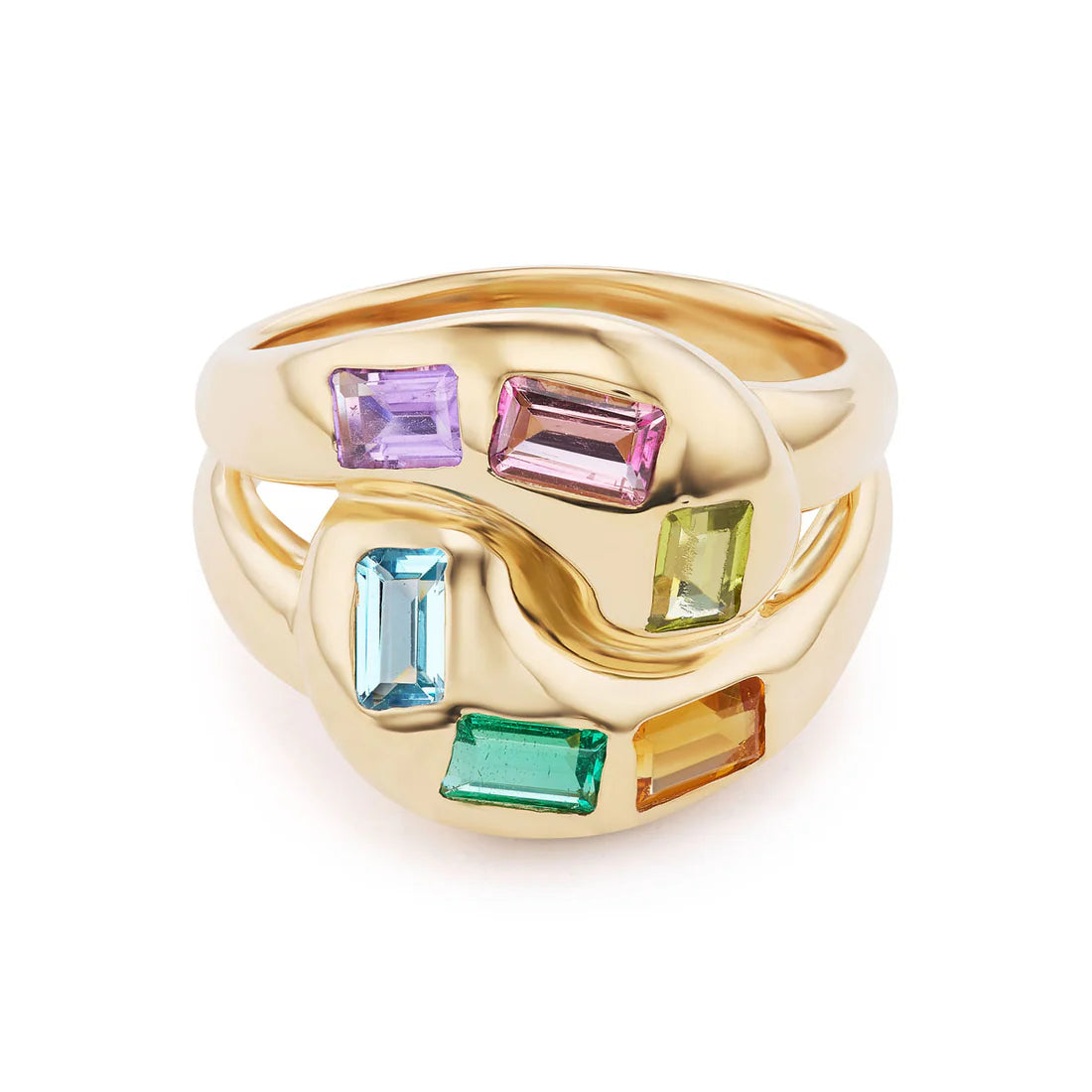 Multi Colored Gemstone Knot Ring