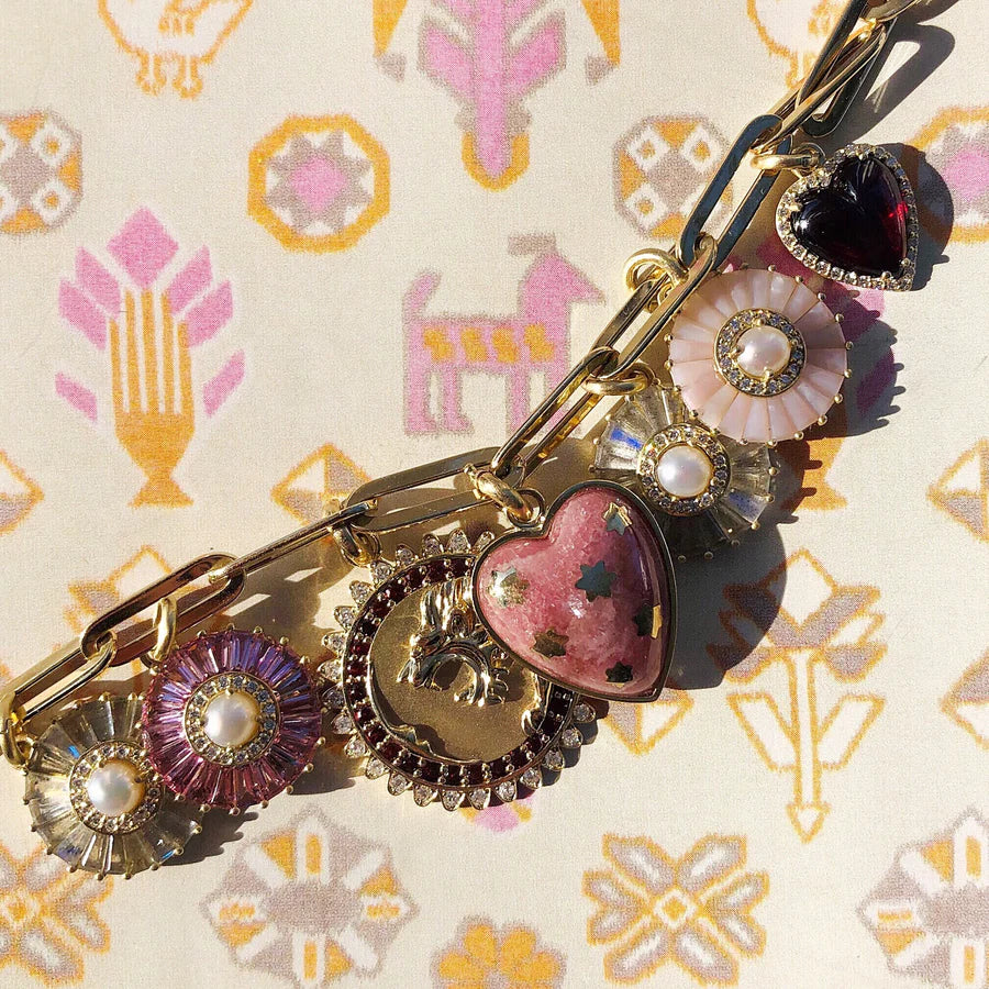 14K Gold Diamond & Garnet Victorian Lion Marion Medallion