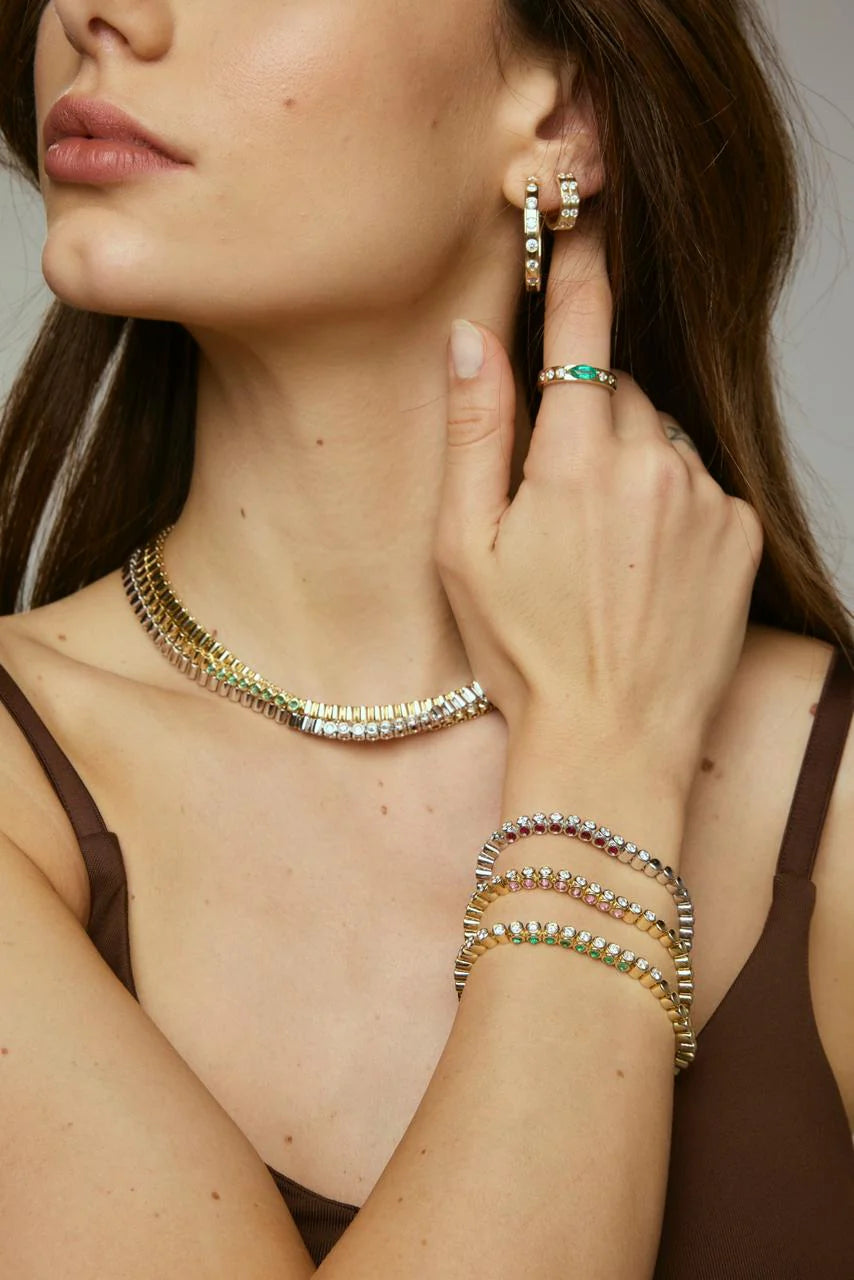 TUBBO TUBBO SIDEWAY Diamond and Gemstone Tennis Bracelet