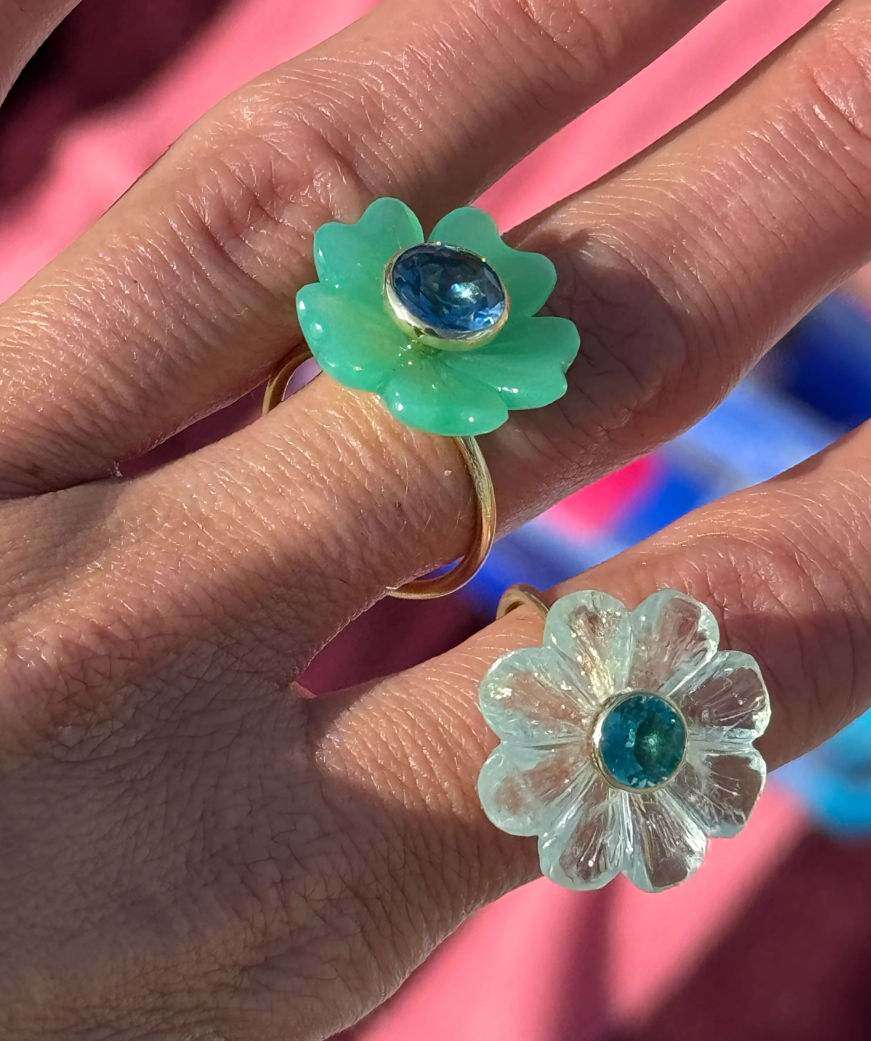Daisy Flower Ring Small Aquamarine Apetite