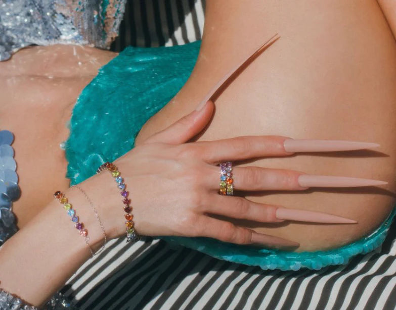 HALF ETERNITY RAINBOW RING