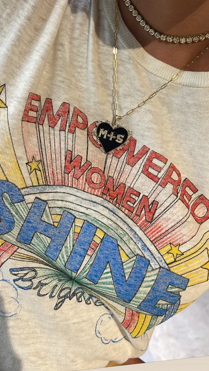 Enamel and Diamond Initial Heart Pendant