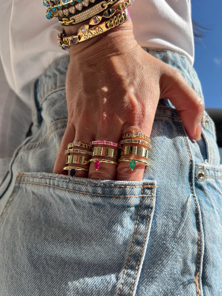 Type Stack Blue Sapphire Ring