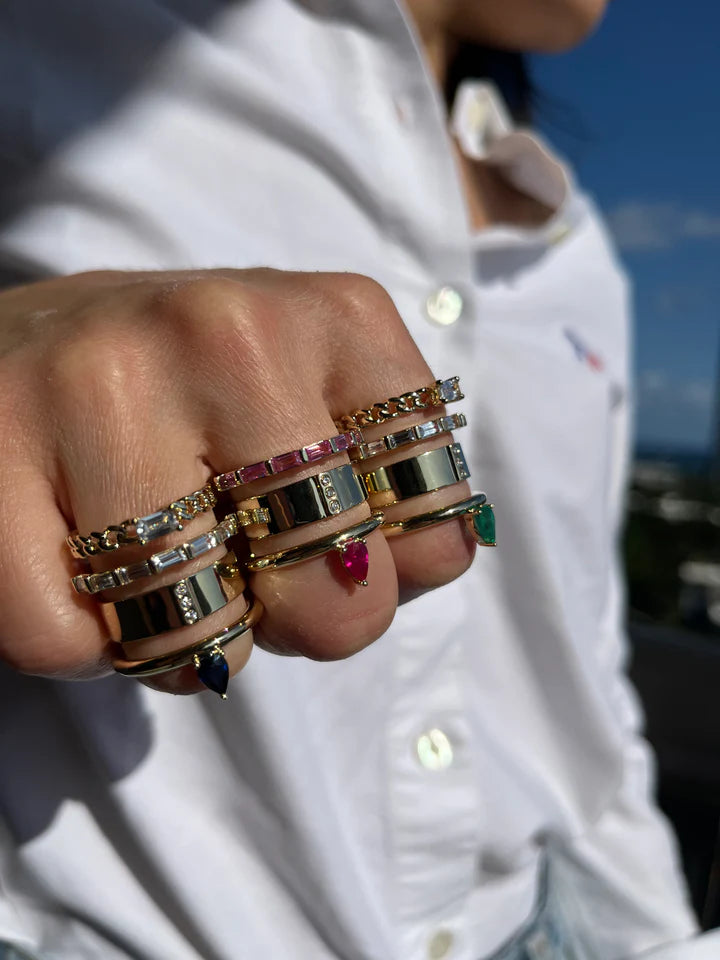 Type Stack Blue Sapphire Ring