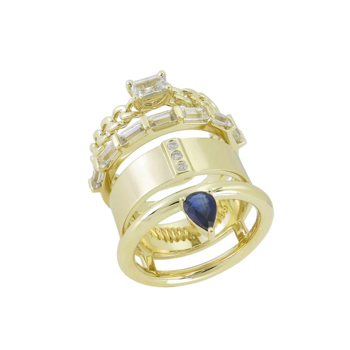 Type Stack Blue Sapphire Ring