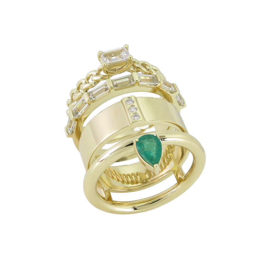 Type Stack Emerald Ring