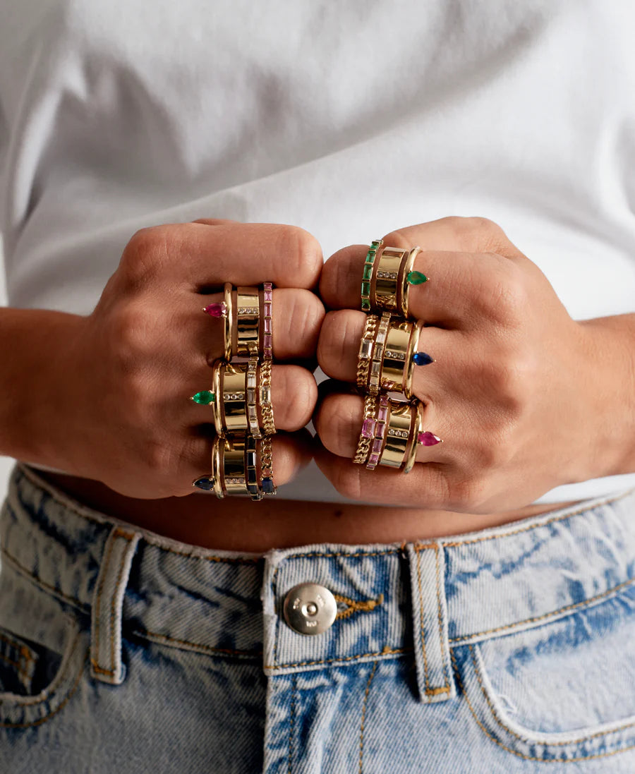 Type Stack Emerald Ring