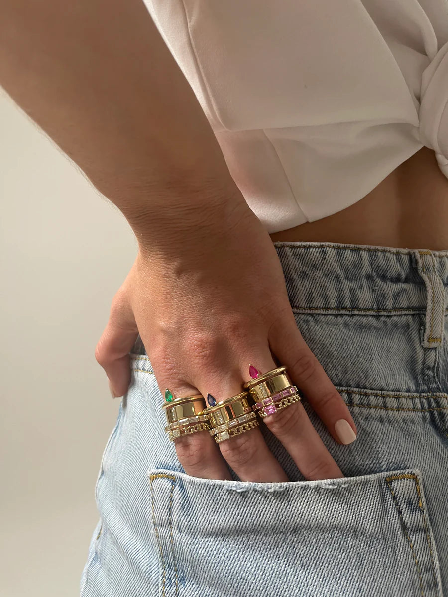 Type Stack Emerald Ring