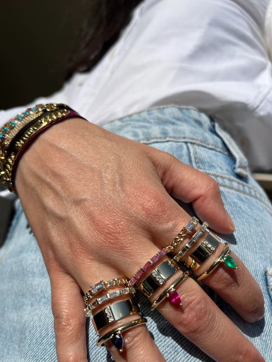 Type Stack Emerald Ring