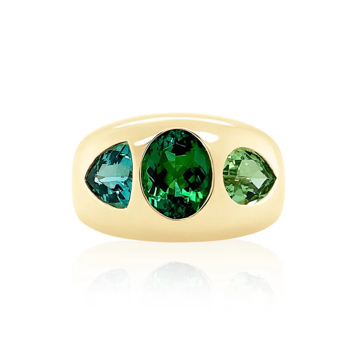 MIXED CUT CHUNKY NOMAD RING Green