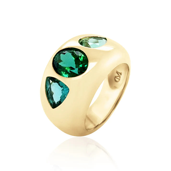 MIXED CUT CHUNKY NOMAD RING Green