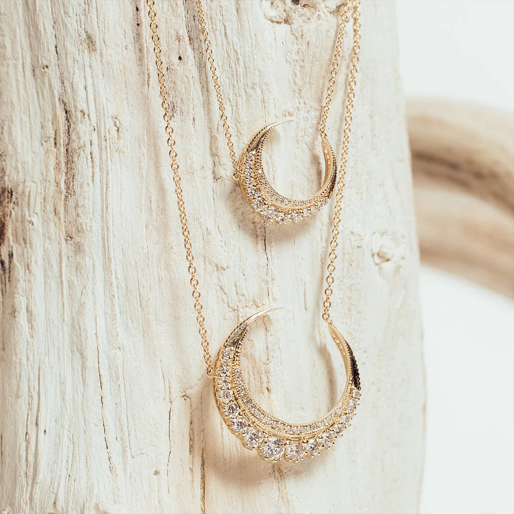 Mini GRADUATED DIAMOND CRESCENT MOON NECKLACE