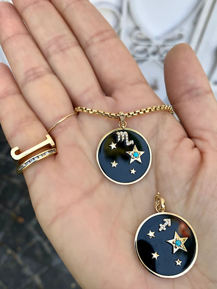 LARGE GEMSTONE ZODIAC CHARM