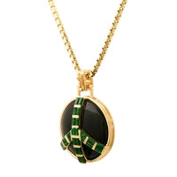 Midsize Peace Pendant with Black/White Onyx and Jade Albite