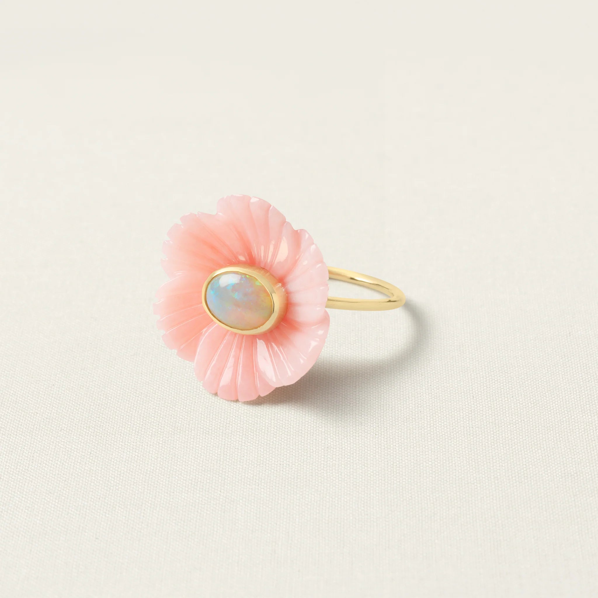 Paradise Flower Ring Small Pink Opal Ethiopian Opal