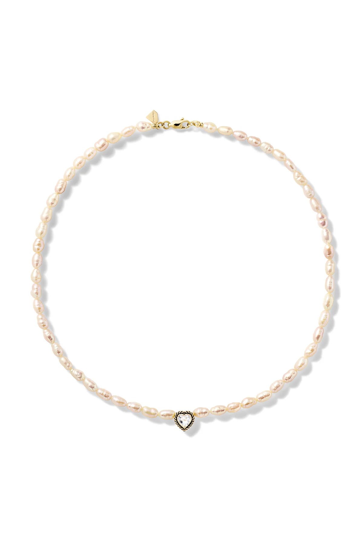 STREAMER HEART PEARL NECKLACE