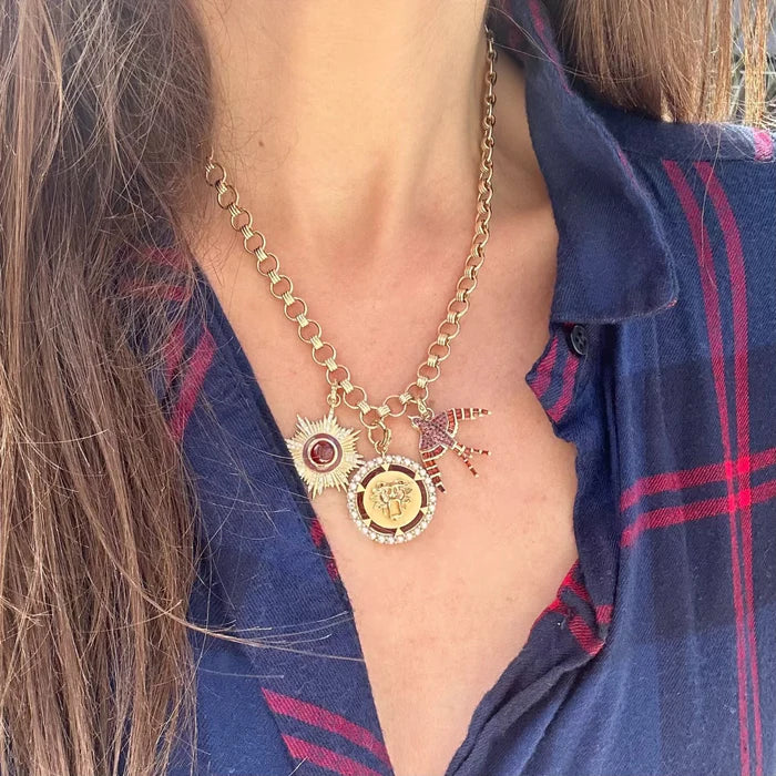 14K Gold & Garnet Evelyn Bird Charm