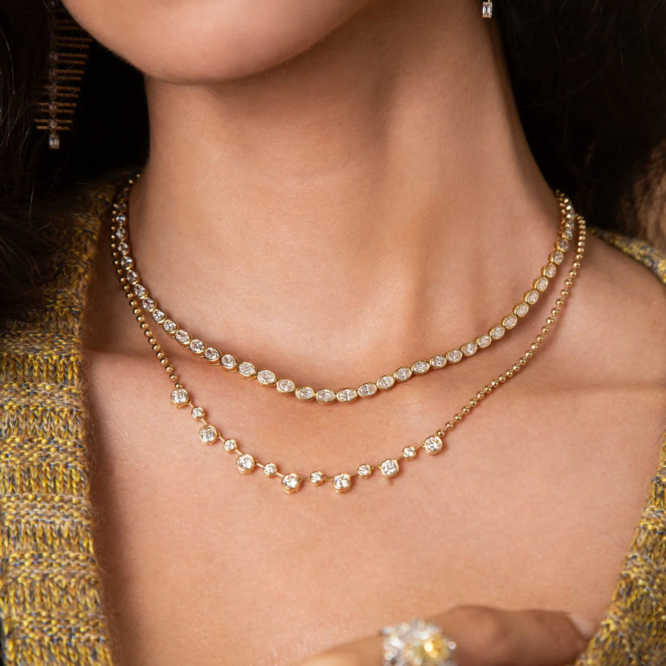 Rosette Diamond Tennis Necklace