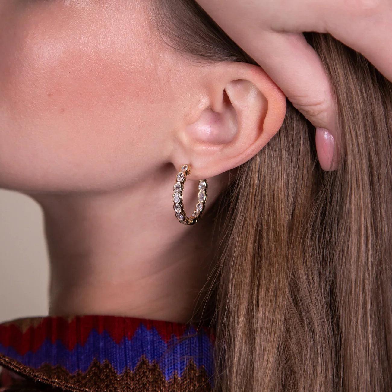 Rosette Diamond Hoop Earrings