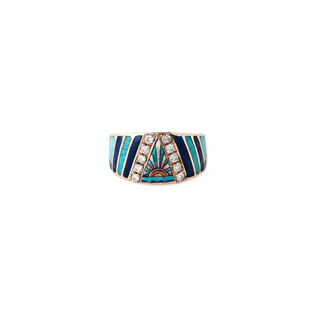 Sunshine Gemstone Chevron Inlay Ring