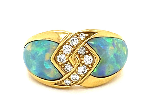Vintage Opal and Diamond Kabana Ring