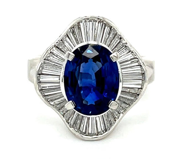 Vintage Sapphire and Diamond 1960s Ring