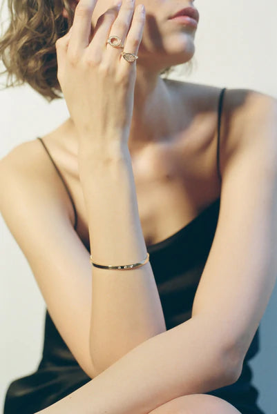 Petite Gold Signet Ring with Pavé Diamonds