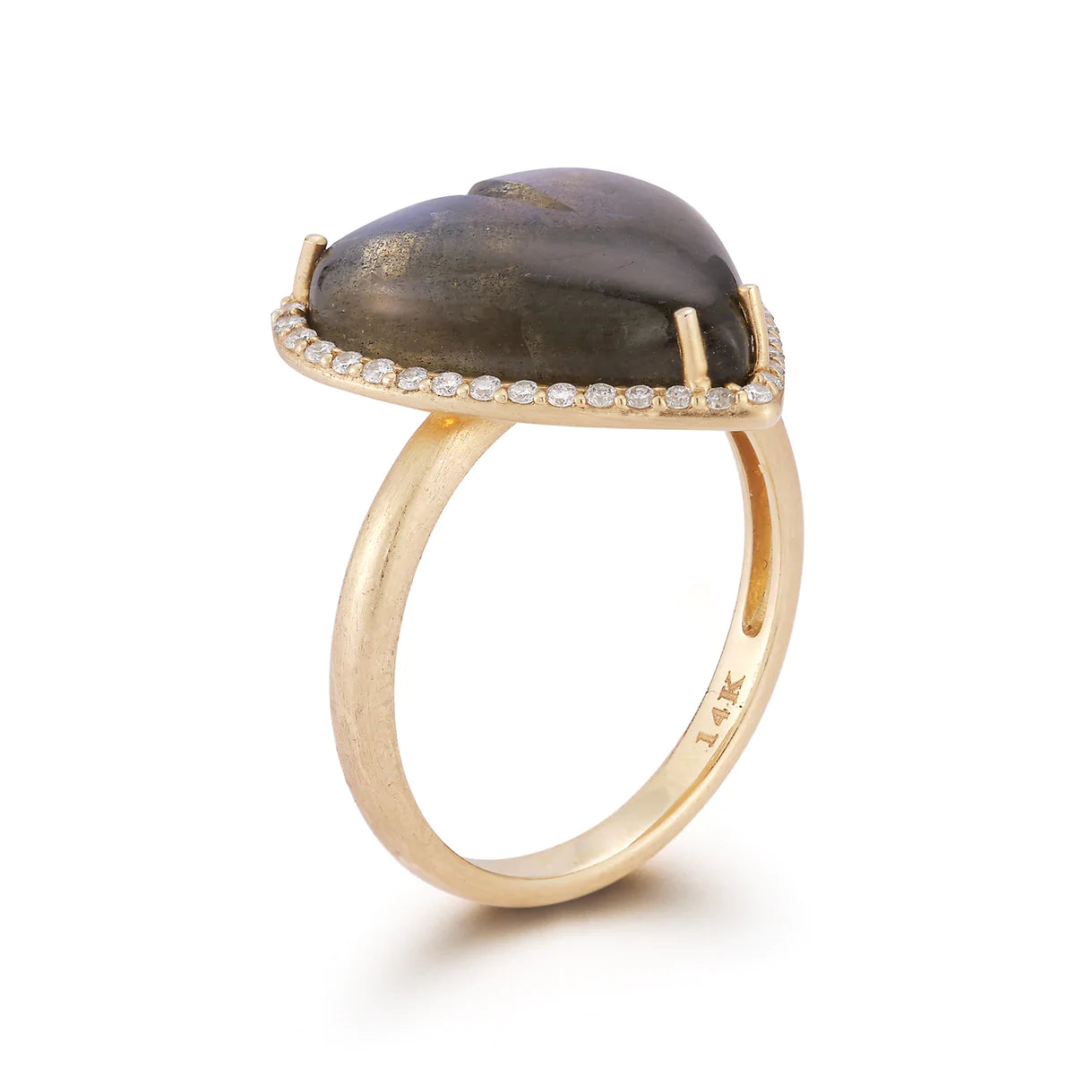 14K GOLD DIAMOND & LABRADORITE ALANA LARGE HEART RING