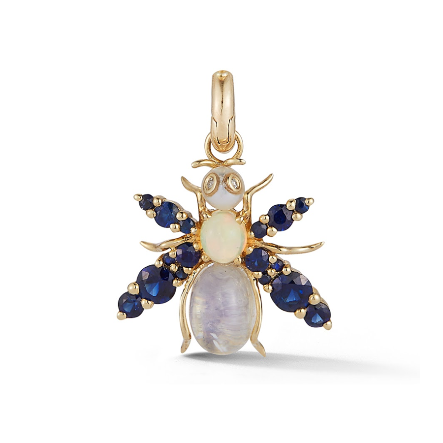 14K Gold & Blue Gemstone Beatrice Bee Charm