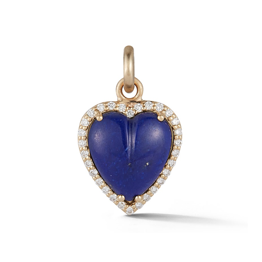 14K Gold Diamond & Lapis Alana Heart Charm