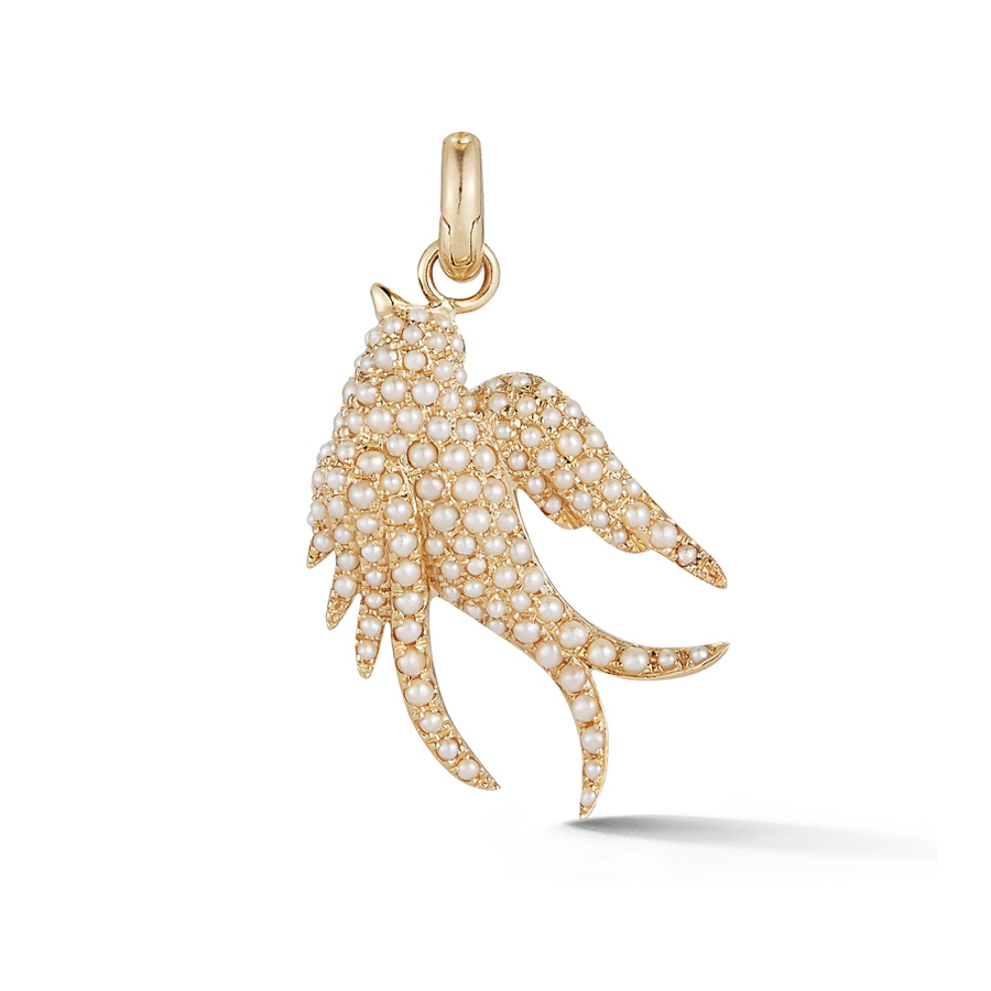 14K Gold & Pearl Birdie Charm
