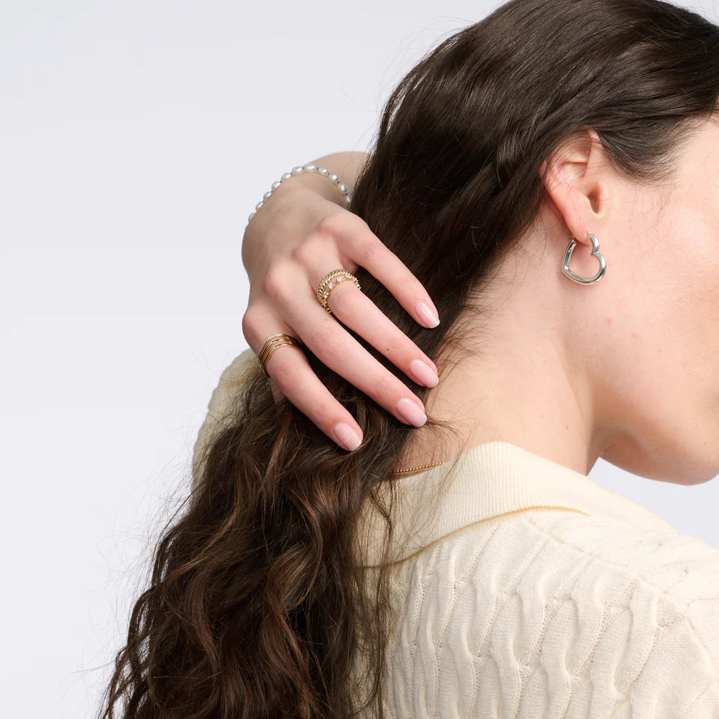 STERLING SILVER HEART HELIUM HOOPS