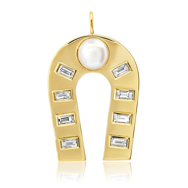 FRESH WATER PEARL AND DIAMOND MANIFEST CHARM