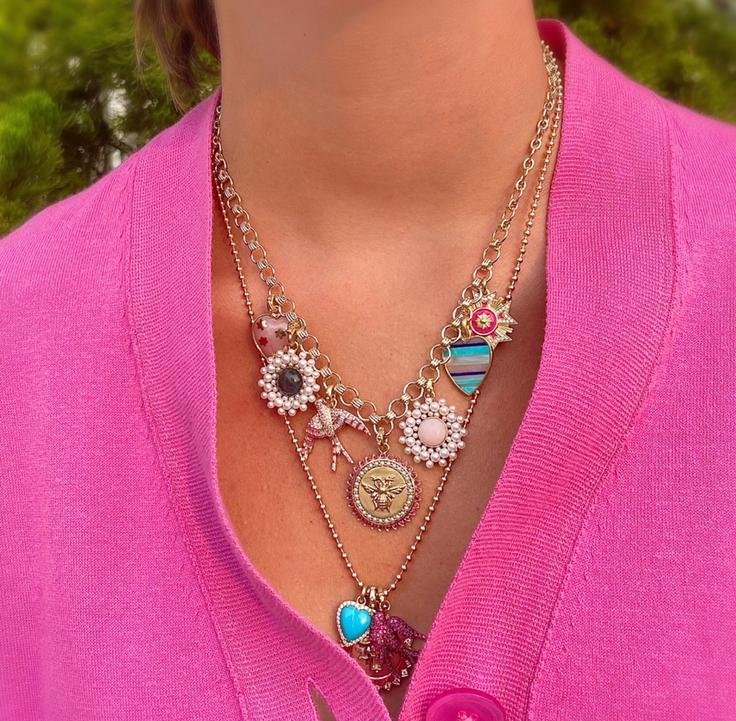 14K Gold & Pink Sapphire Evelyn Bird Charm