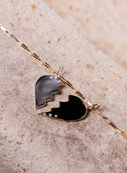 Gold with Diamonds Friendship Heart Charms