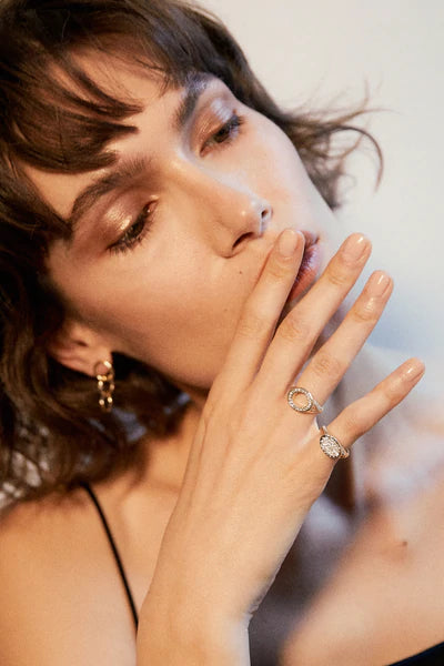 Petite Gold Signet Ring with Pavé Diamonds