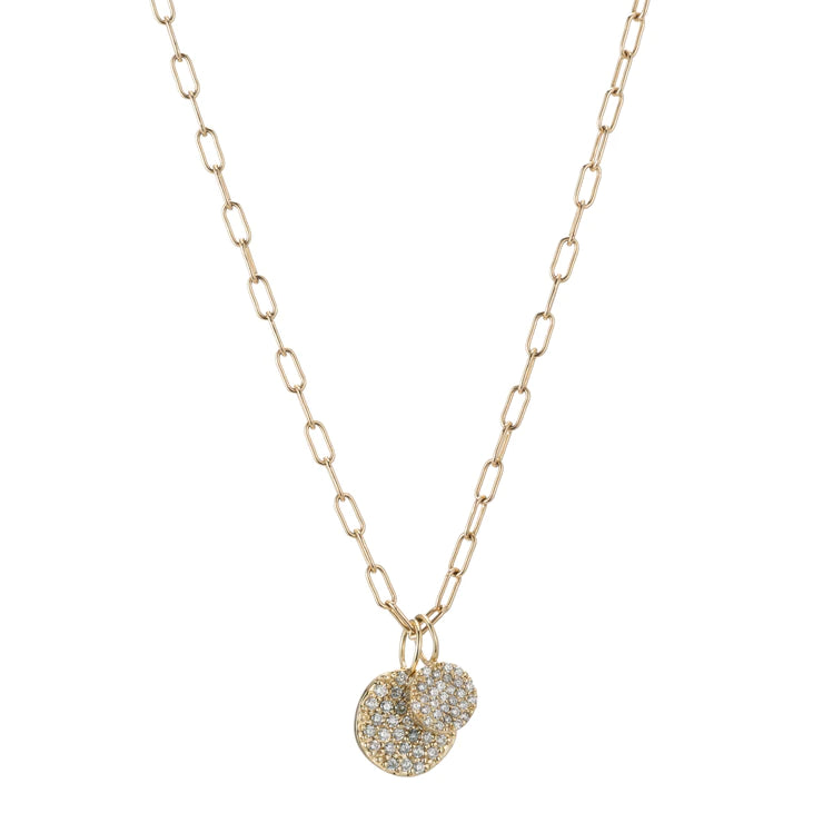 Large Round Gold & Pavé Diamond Charm