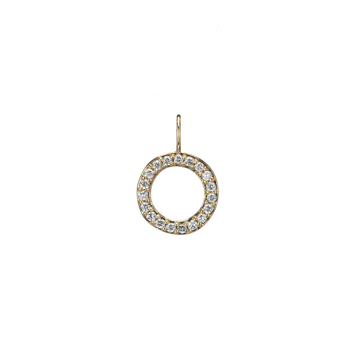 Small Round Open Yellow Gold & Diamond Charm